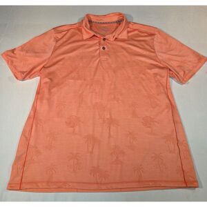 Tommy Bahama IslandZone Polo Shirt Orange Palm Print Men’s XL